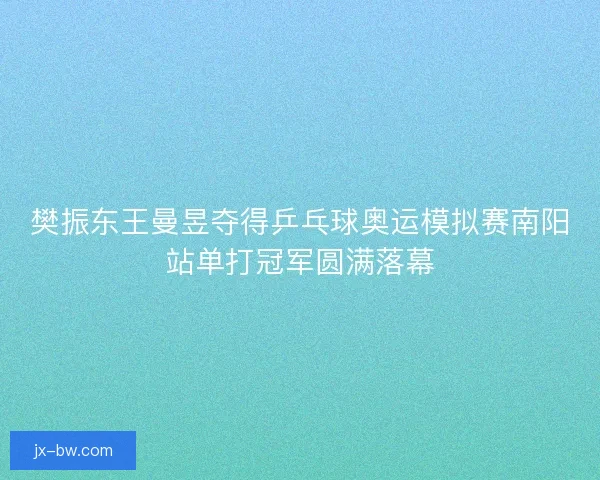 樊振东王曼昱夺得乒乓球奥运模拟赛南阳站单打冠军圆满落幕