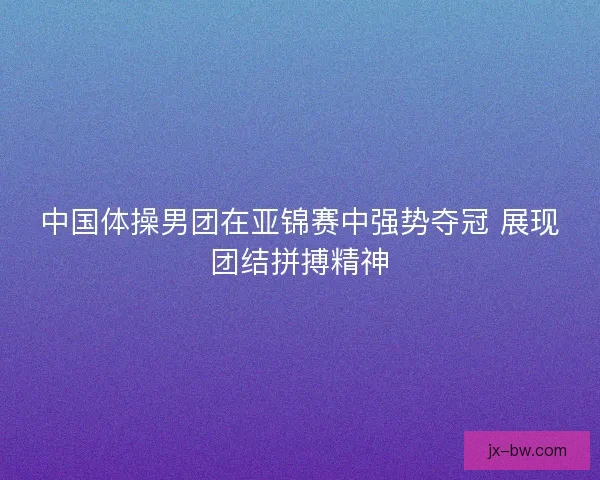 中国体操男团在亚锦赛中强势夺冠 展现团结拼搏精神