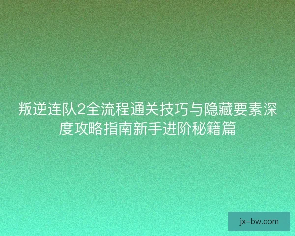 叛逆连队2全流程通关技巧与隐藏要素深度攻略指南新手进阶秘籍篇