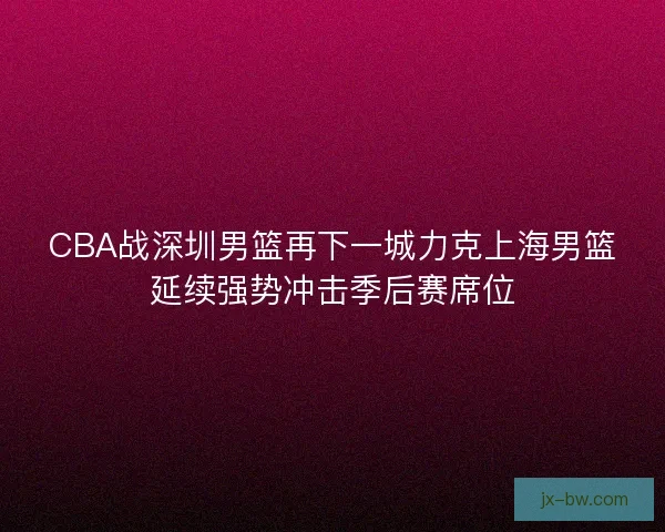 CBA战深圳男篮再下一城力克上海男篮延续强势冲击季后赛席位