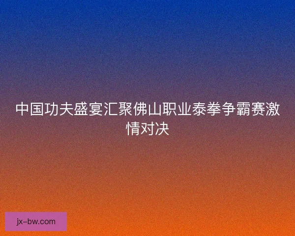 中国功夫盛宴汇聚佛山职业泰拳争霸赛激情对决