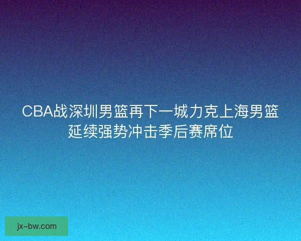 CBA战深圳男篮再下一城力克上海男篮延续强势冲击季后赛席位