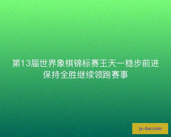 第13届世界象棋锦标赛王天一稳步前进保持全胜继续领跑赛事